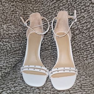 White with silver heels